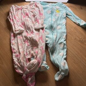 Bundle of 2 Carters Zip Up Footies 6-9 Months
